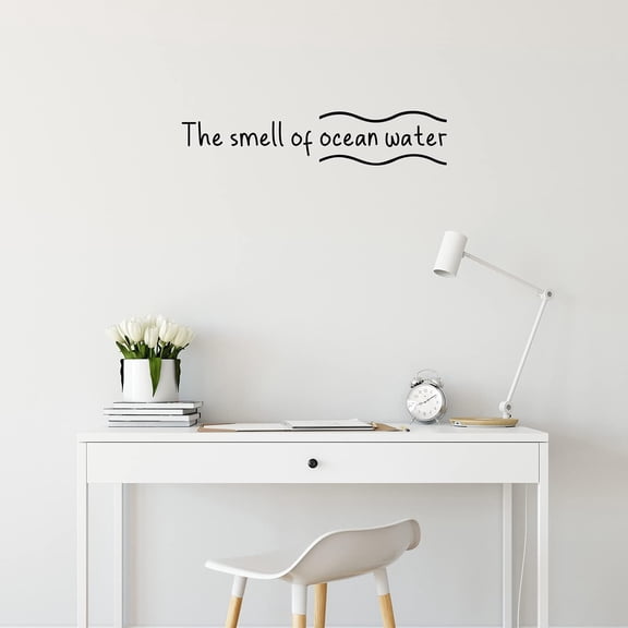Vinyl Wall Art Decal - The Smell Of Ocean - 5.5" x 27" - Trendy Inspirational Mermaid Quote Sticker For Girls Room Woman Home Office Bedroom Living Room Store Decor