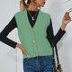 thumbnail image 3 of Chaleco de suéter con cuello en V, suéter de cuello en V para mujer, suéter de punto trenzado, camiseta sin mangas con cierre de botones, chaleco de suéter de calidad profesional, 3 of 5