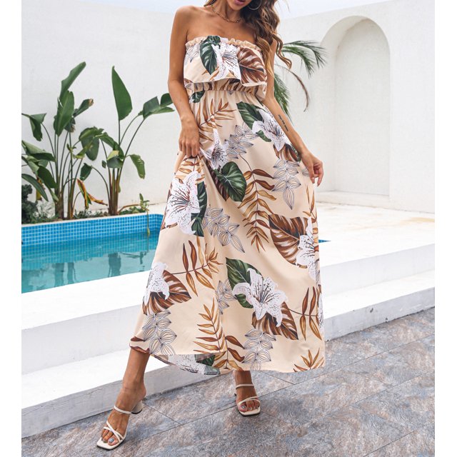 Femmes Boho Floral Print Off Épaule Longue une Robe de Ligne