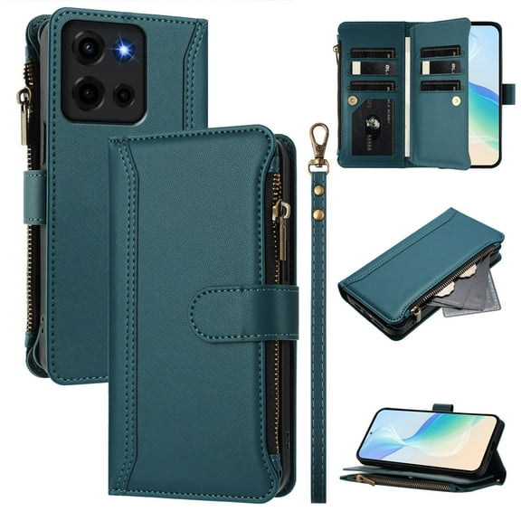 for Motorola G15 Power G15 G14 G04 Wallet Phone Case with Magnetic Zipper Closed Credit Card Slot Shockproof Phone Case