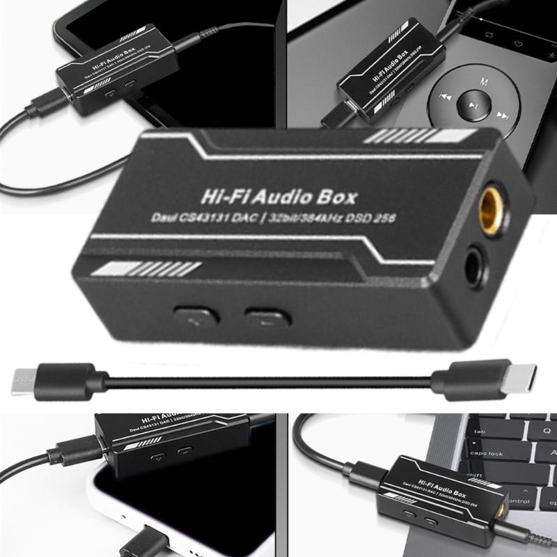 lanema USB C to 3.5mm 4.4mm Headphone Amplifier HiFi Earphone Sound Amplifier 32bit 384kHz CS43131 Sound Adapter Dongle Box