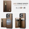 thumbnail image 4 of For iPhone 14 Pro Phone Case Compatible With MagSafe 2 In 1 Wallet With Card Holder &Zipper Cash Pocket,PU Leather Case,RFID Blocking, Kickstand  Magnetic Protective Women Men Cover,Brown, 4 of 8