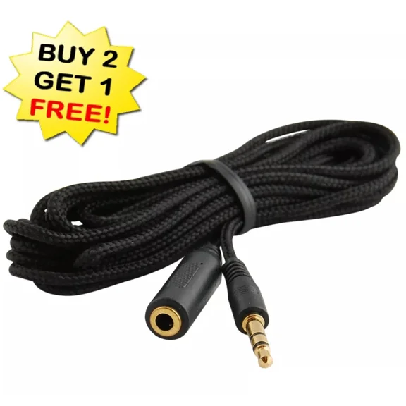 10Ft 3.5Mm 1/8" Audio Headphone Wire Cable Extension Cord Extender Extention Aux