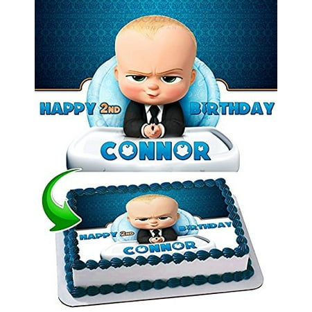 Boss Baby Cake Edible Image Cake Topper Personalized Birthday 1/4 Sheet Decoration Party Birthday Sugar Frosting Transfer Fondant Image Edible Image for