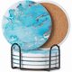 thumbnail image 1 of wonima44 6Pcs Drink Coasters with Holder, Marble Style Ceramic Drink Coaster, Absorbent Coasters Set Suitable for Kinds of Cups, Modern Style Coasters for Coffee Table, 4 Inches（Ocean Style）, 1 of 1