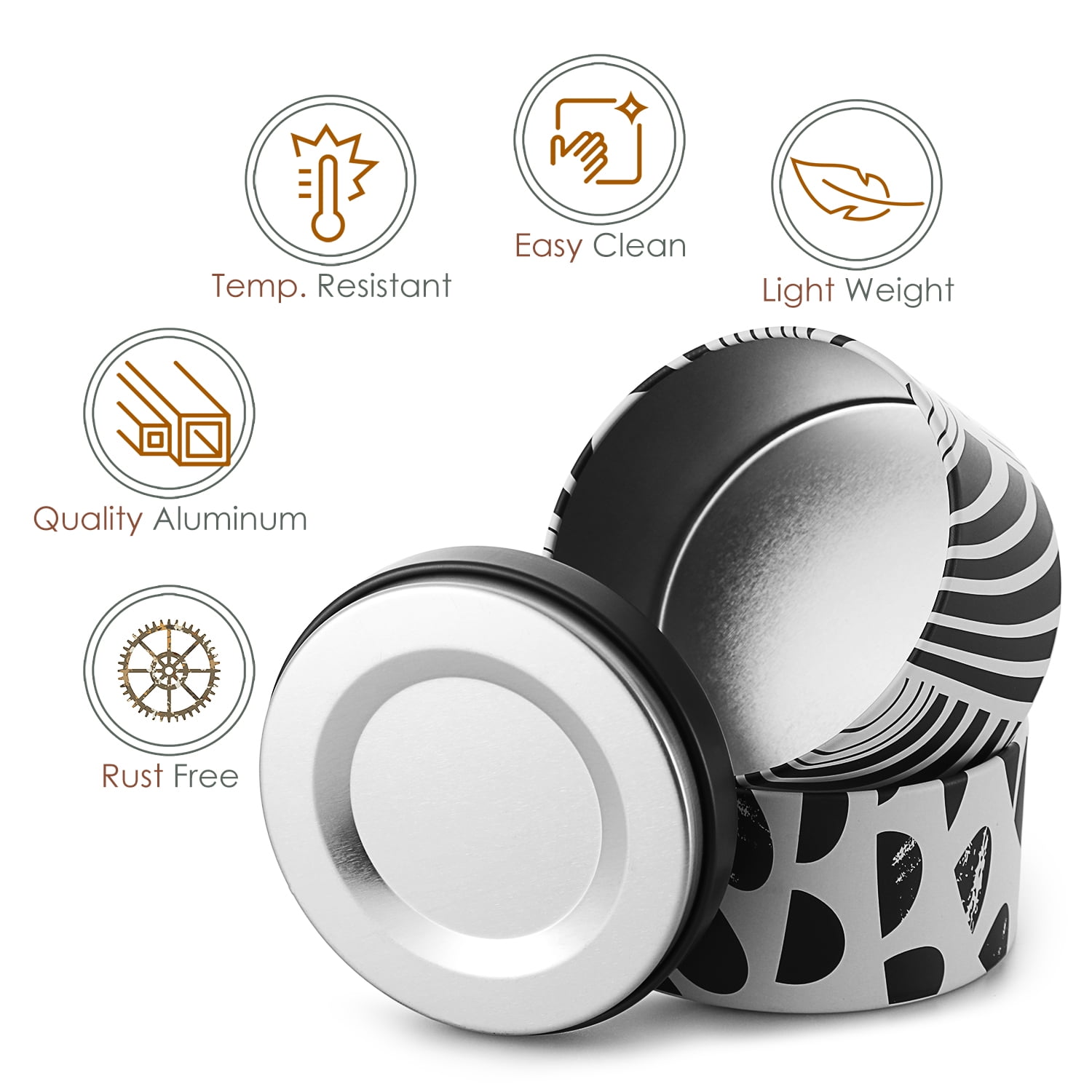 Hearth & Harbor 8 Oz, 24 Pack Black And White Abstract DIY Candle Containers with Lids - Tin Candle Jars for Making Candles - Metal Candle Jars - Bulk Tins Storage for Candle