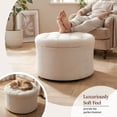 thumbnail image 4 of Dovov 25" Tufted Round Ottoman with Storage, Large Storage Ottoman Footrest Flip Top Foot Stool, 220lbs Capacity, Beige, 4 of 10