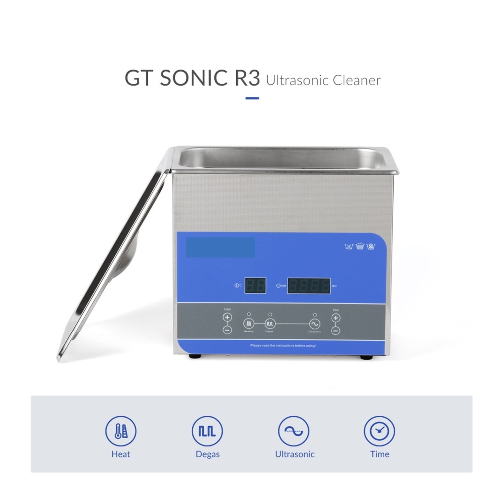 R3 Ultrasonic Cleaner 3L 100W With Digital Display Heating Degas Basket Ultrasonic Bath ,Strong Cleaning