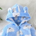 thumbnail image 5 of Atogsazn Newborn Baby Girl Plush Fuzzy Snowsuit Infant Fleece Zip Up Long Sleeve Hooded Jumpsuit Winter Warm Clothes B-Blue 6-9 Months, 5 of 5