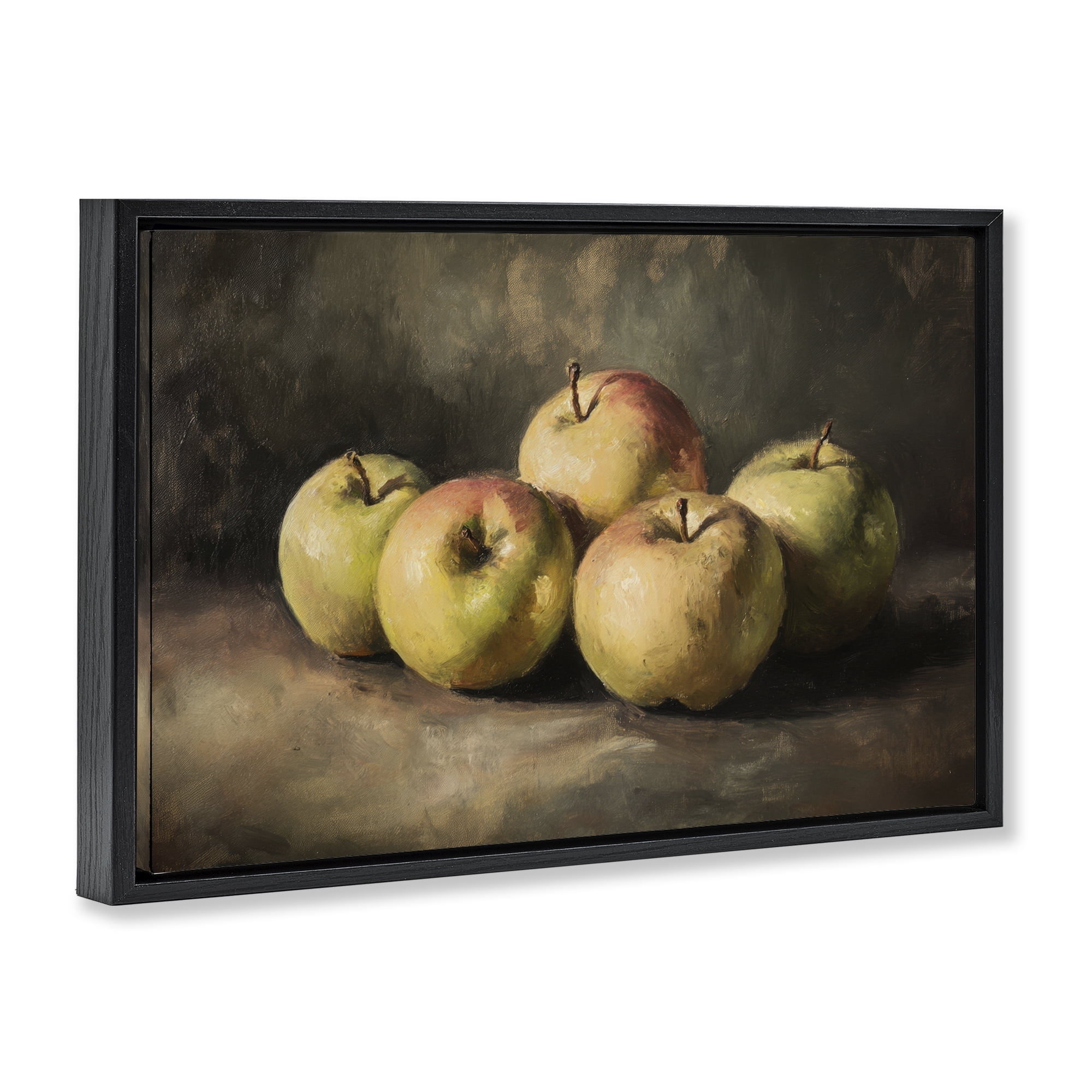 Stupell Industries Apples in Soft Shadow Black Framed Floater Canvas Wall Art, design by Petal Prints Design