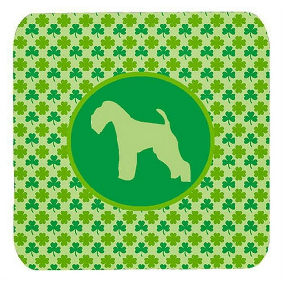 Lakeland Terrier Lucky Shamrock Foam Coasters, Set Of 4