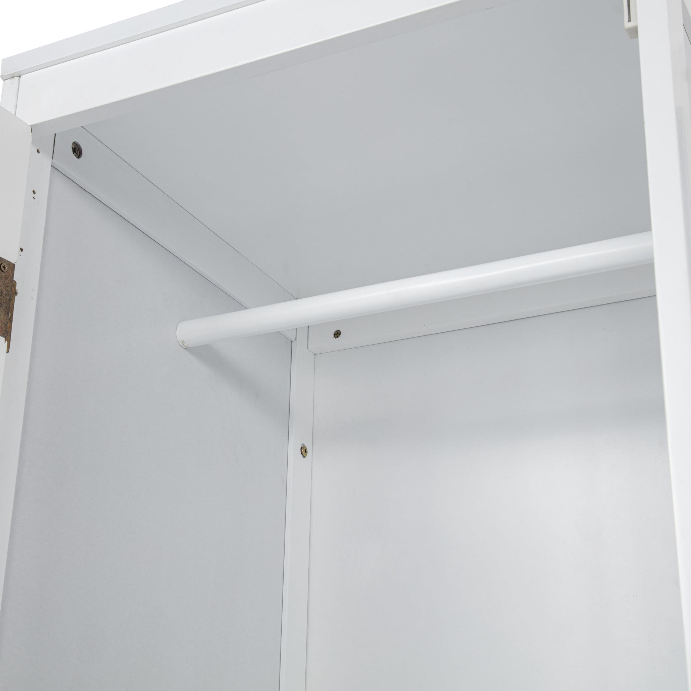 Noble House Illis Queen Size Murphy Wall Bed with Built-in Desk and Shelving, Sturdy Pine Wood Cabinet Bed, White