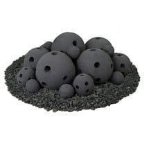 Midnight Black, Hollow Ceramic Fire Balls | Mixed Set of 18