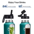 thumbnail image 3 of GEDUX Vacuum Insulated Water Bottle 40oz Stainless Steel, BPA Free, Leakproof, 12H Hot 24H Cold, with 2 Lids for Camping, Green, 3 of 5