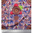 thumbnail image 1 of Soimoi Moss Georgette Fabric Check & Mandala Floral Print Sewing Fabric Yard 42 Inch Wide, 1 of 1