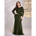 thumbnail image 2 of AURA Plus Size Evening Dress Long Sleeve Slim Fit Fishtail Party Gown Round Neck Zipper Women 0XL–4XL, 2 of 3
