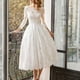thumbnail image 4 of Moda mujer elegante sexy casual manga larga delgado color sólido vestido de novia falda vestido Pompotops qwe12548, 4 of 7