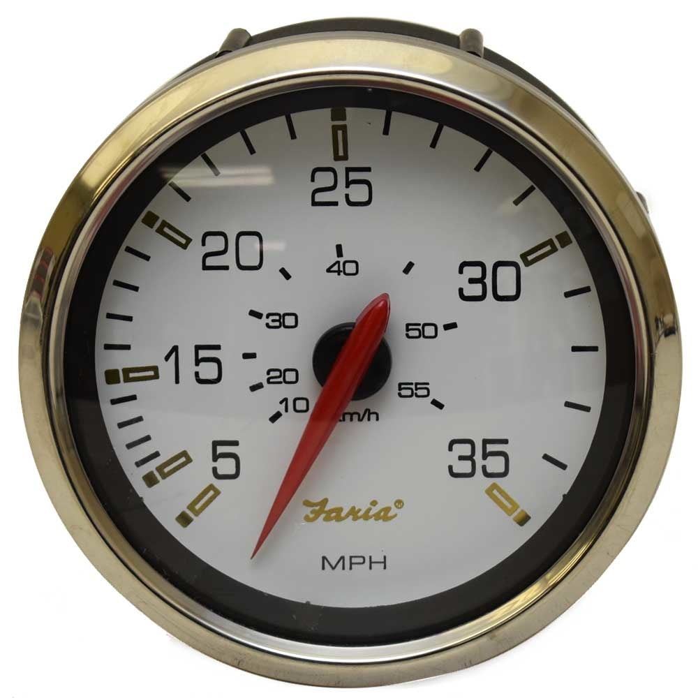 Faria Boat Speedometer Gauge SE4017A Signature Pontoon White 3 1/4 Inch