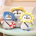 thumbnail image 2 of Kawaii Penguin Cosplay Sun Flower Dinosaur Whale Doll Plush Toy Stuffed Soft Creative Animal Bread Penguin Pillow Toys for Kidspink bow25cm Deng Xun unisex, 2 of 2