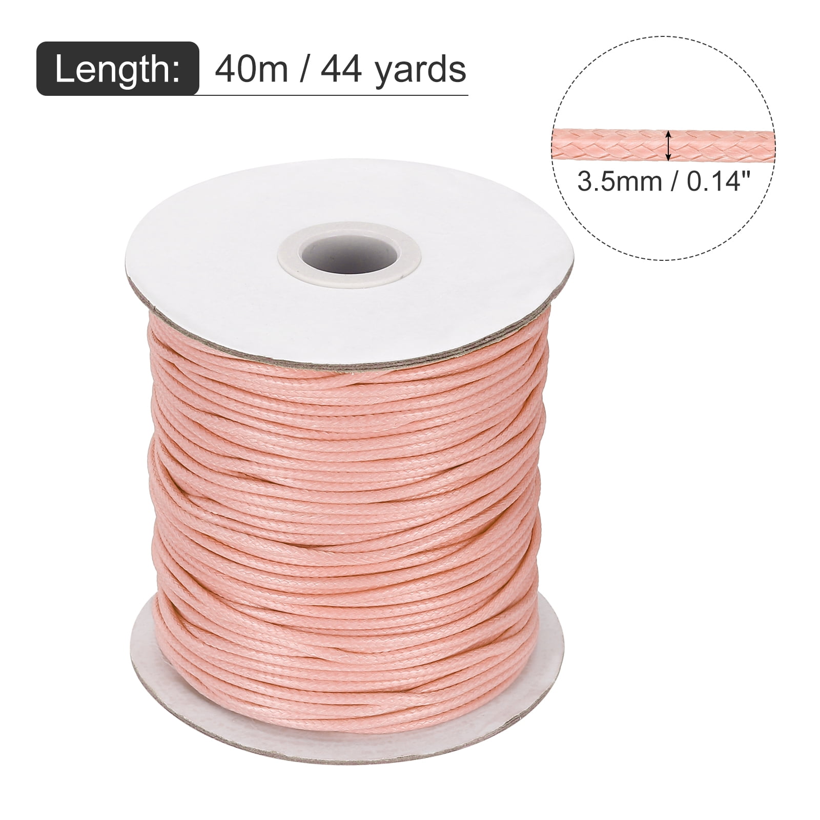 Waxed Cord 3.5mm Waxed Thread 44 Yard Wax String Leather Cord for Bracelet Making, Necklaces, Beading, Jewelry Making and DIY Crafts(Korean Pink)