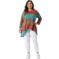 thumbnail image 3 of Unique Bargains Women' Plus Tie Dye High Low Tunic Tops Tee Shirts 1X Orange, 3 of 6