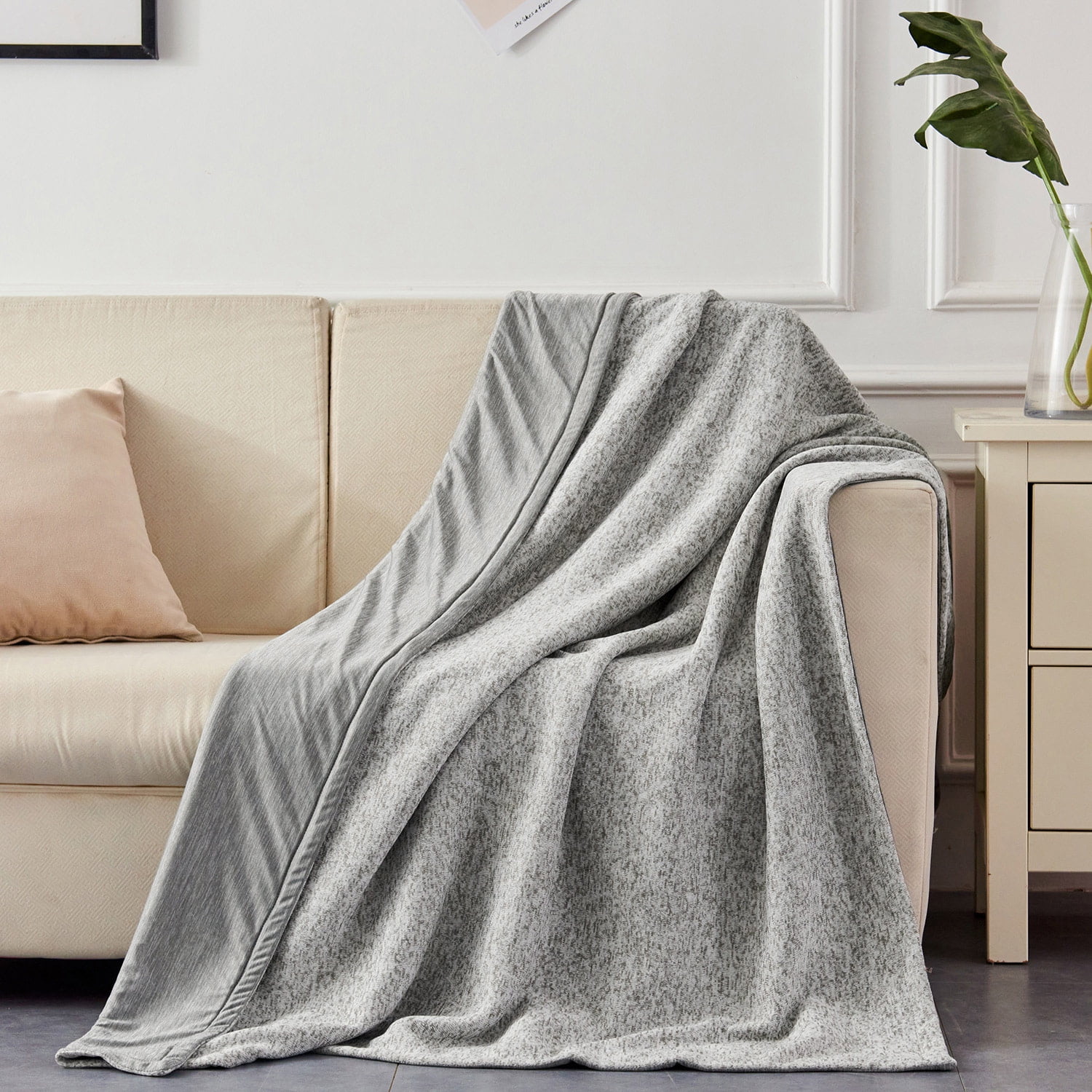 JML Cooling Blanket, Soft & Breathable Micro Knit Reversible Throw Blanket, Gray