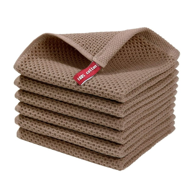6 Paños de Limpieza - Tejido de Algodón Puro, Secado Rápido, Absorbente de Aceite para Cocina/Lavavajillas