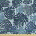 thumbnail image 2 of Exotic Fabric by the Yard Upholstery, Repetitive Monstera Leaves Palm Branches on Vertical Stripes Blue Backdrop, Decorative Fabric for DIY and Home Accents, Indigo Purple Grey by Ambesonne, 2 of 5