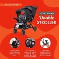 thumbnail image 2 of Baby Trend Sit N Stand Double Stroller 2.0 & Twin Travel System for Babies & Toddlers w/ 5 Pt Safety Harness, Canopy, Storage, & 2 Cup Holders, Stormy, 2 of 5