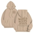thumbnail image 2 of Christian Hoodies for Men 2025 The World Needs Jesus Hoodie Hooded Sweatshirt with Pockets Pullover Hoody Mens Hoodies, 2 of 6