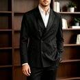 thumbnail image 2 of LODIENY Men Double Breasted Blazer Slim Fit Contrast Lapel Collar Elegant Fashion Suit Jackets with Pockets for Dress Wedding Business Black XL, 2 of 7