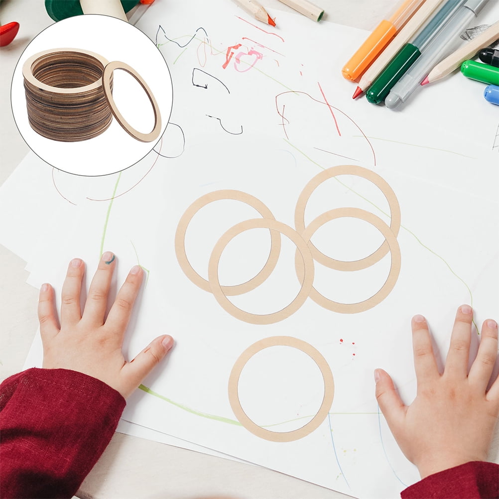 PTOOTP 100pcs Wood Floral Hoop DIY Craft Ring for Dream Catcher Decoration