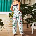 thumbnail image 4 of Women's Vintage Cotton Linen Overalls with Christmas Print - Casual Loose Jumpsuit with Shoulder Straps & Pockets, Army Green, Size L, 4 of 6