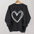 thumbnail image 2 of YOIAVAIOY Women Valentine's day Sweatshirts Couple Print Long Sleeve Crew Neck Casual Sweatshirt Winter Warm Pullover Tops Black M, 2 of 6