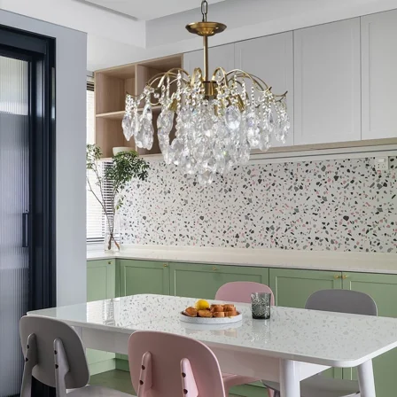 GMizon 20 inch luxury American crystal chandelier, 6 living room chandeliers, gold bedroom lighting fixtures