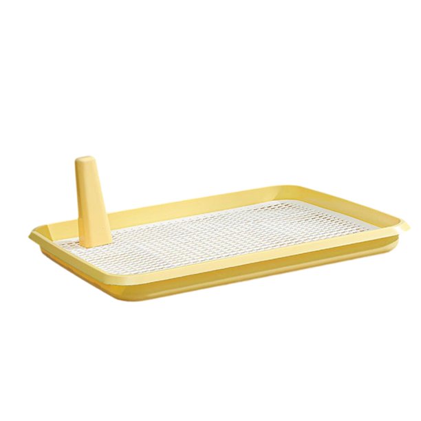 Arenero para perros ligero con malla en columna, fácil de limpiar, sin fugas, para interiores. Amarillo