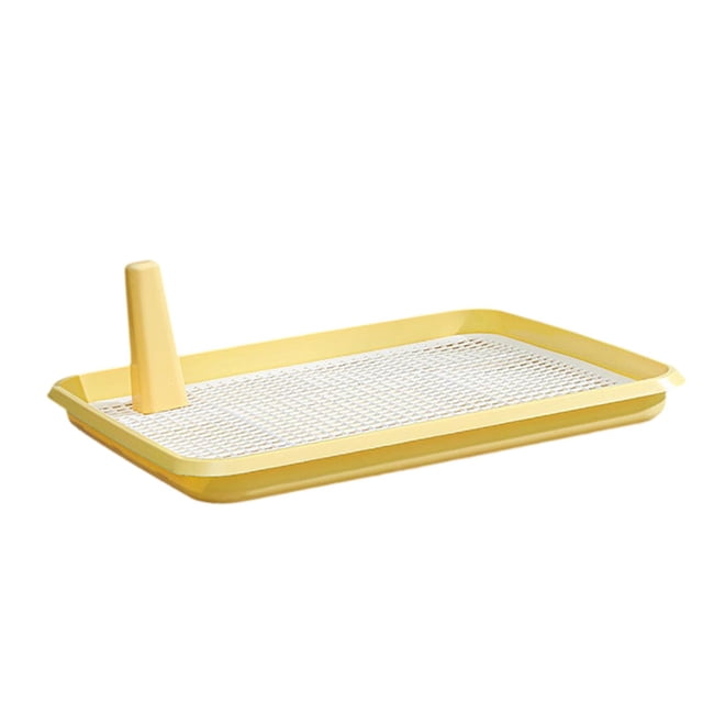 Bandeja sanitaria para perros con malla antifugas y poste extraíble. Amarillo