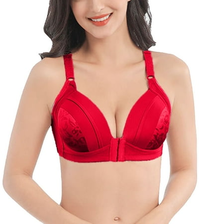 

Bigersell Sports Bra for Women Girls Women Lace Comfortable Breathable Printed Non-Wired Bra Tall Size Padded Bralette Style 4446 Red 40B