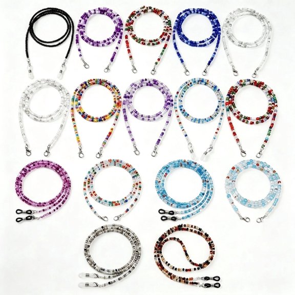 16 Pack Beaded Eyeglass Chains, Colorful Bead Sunglass Holder Neck Lanyard, Multifunctional Face Mask Necklace Strap for Women Girls