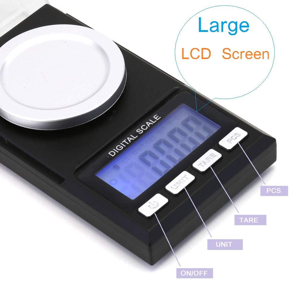 Portable Pocket Digital Milligram 0.001gx50g Weighing Scales for Jewelry Kitchen 
