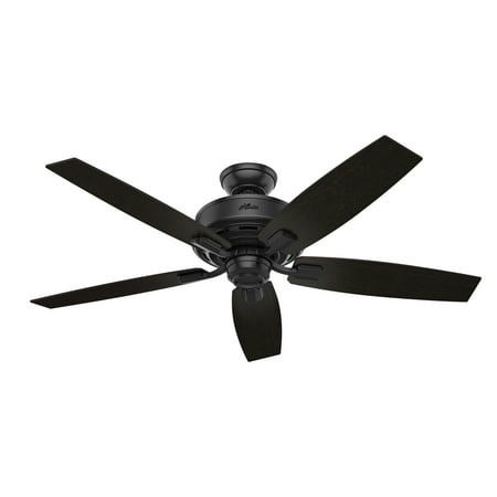 Hunter - Bennett Indoor Ceiling Fan With Light, Remote, 52-inch, Matte Black, Rustic-style, 3-speed WhisperWind Motor, 54187, for living rooms, bedrooms, home offices, kitchens