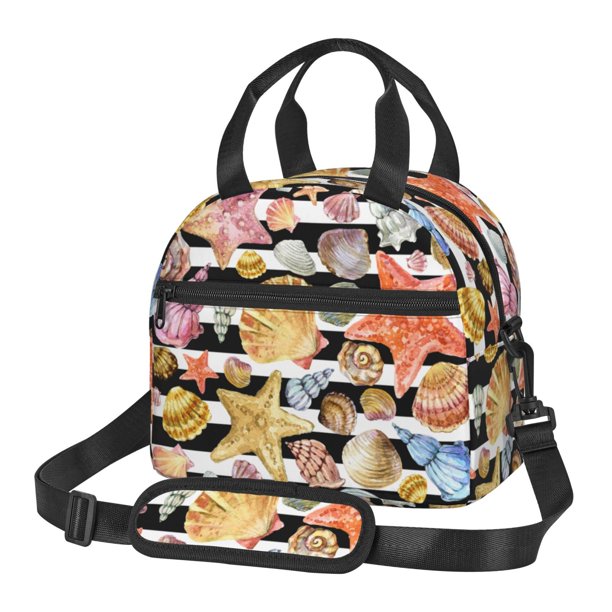 Balery Sea Shell Bolsa de Almuerzo Impresa, Caja de Almuerzo Reutilizable, Bolsa Térmica Aislada para Almuerzo, Bolsa Antiderrames