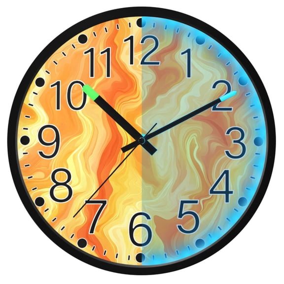 Ryvnso Tie Dye Yellow Pattern 12 Inch Night Light Wall Clock Silent Battery Operated Luminous Clocks