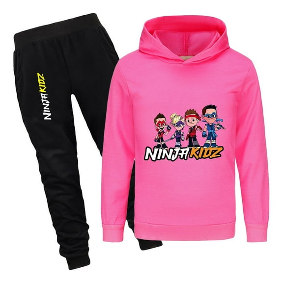 Ninja Kidz Tracksuit Set for Kids – Boys Girls Pullover Hoodie and Joggers – Stylish 2-Piece Outfit for Daily Activities