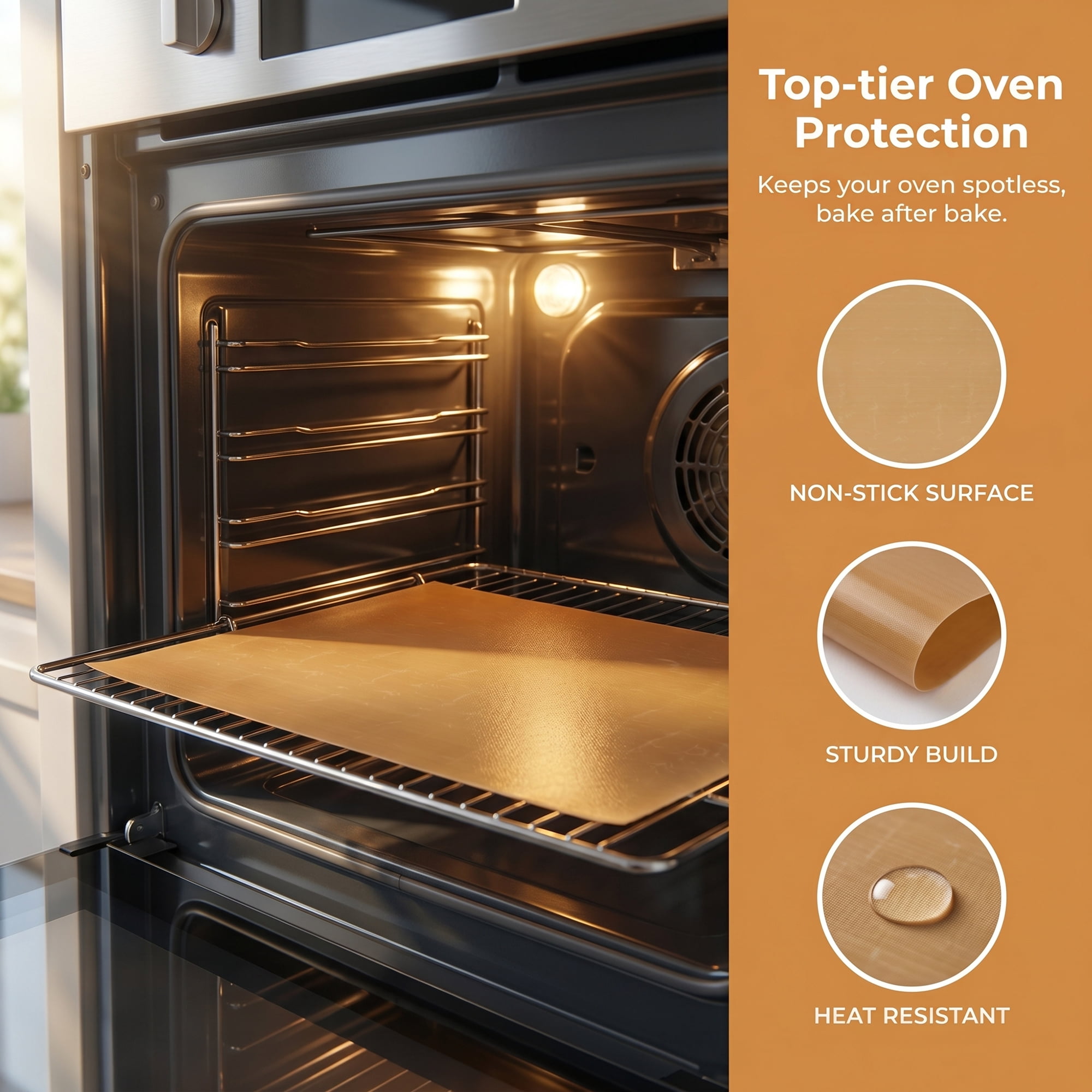 Unique Bargains 3 Pack Silicone Oven Liner for Electric Oven and Grill Brown 15.7"x23.6"
