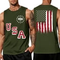 thumbnail image 2 of Youpwaven Men's 250th Anniversary USA Muscle Tank Top, 1776-2026 Double-Sided Graphic Tee, Staggered "USA" Front & Distressed Back Flag Performance Shirt, Landmark Year Celebration Vest, 2 of 5