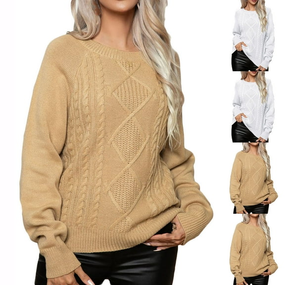Ashirexll Pullover Sweaters for Women Winter Sweaters Raglan Sleeve Long Sleeve Sweater Warm Pullover Knit Tops Comfortable