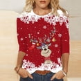 thumbnail image 2 of HXWCHs Women's Solid Scoop Neck T-shirt Festive Holiday Themed Casual Crewneck Tee Short Sleeve top for Women Cozy Comfort Wear and Daily Outfits with Seasonal Print XL Red, 2 of 4