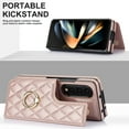 thumbnail image 5 of ELEHOLD for Samsung Galaxy Z Fold 3 Wallet Case,Luxury Premium Diamond Leather Rotatable Ring Credit Card Cash Slot Magnetic Clasp Kickstand Shockproof Protective for Samsung Galaxy Z Fold 3,Rosegold, 5 of 7