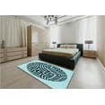 thumbnail image 5 of Ahgly Company Machine Washable Indoor Round Transitional Blue Jay Blue Area Rugs, 4' Round, 5 of 7